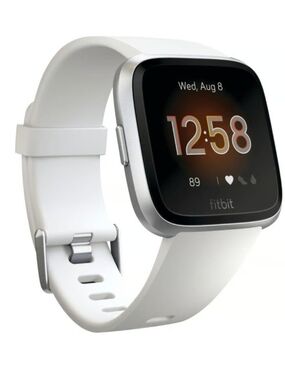 Fitbit Versa Lite Edition White and Silver Smartwatch with Touchscreen, Women's